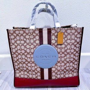 Coach Dempsey Tote Jacquard With Stripe